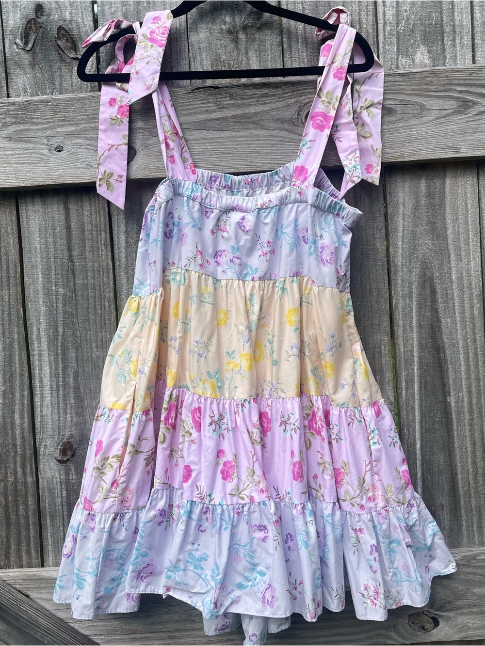 LoveShackFancy Target Pastel Tiered Floral Dress with Tie Straps Sz M - Picture 8 of 12